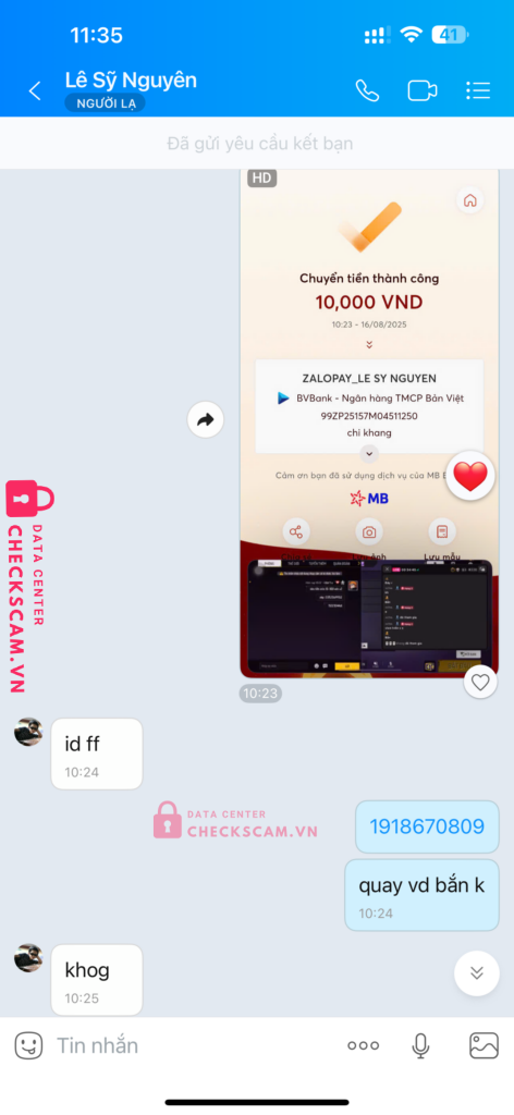 99ZP25157M04511250 LE SY NGUYEN BV BANK bị cảnh báo lừa đảo scam