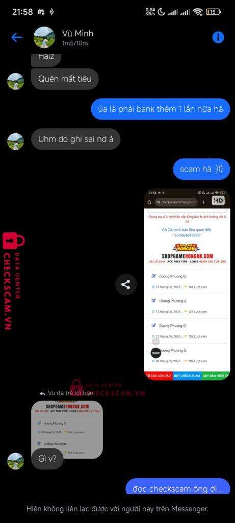 99ZP25161M05285988 NGUYEN HOANG SON BV BANK bị cảnh báo lừa đảo scam
