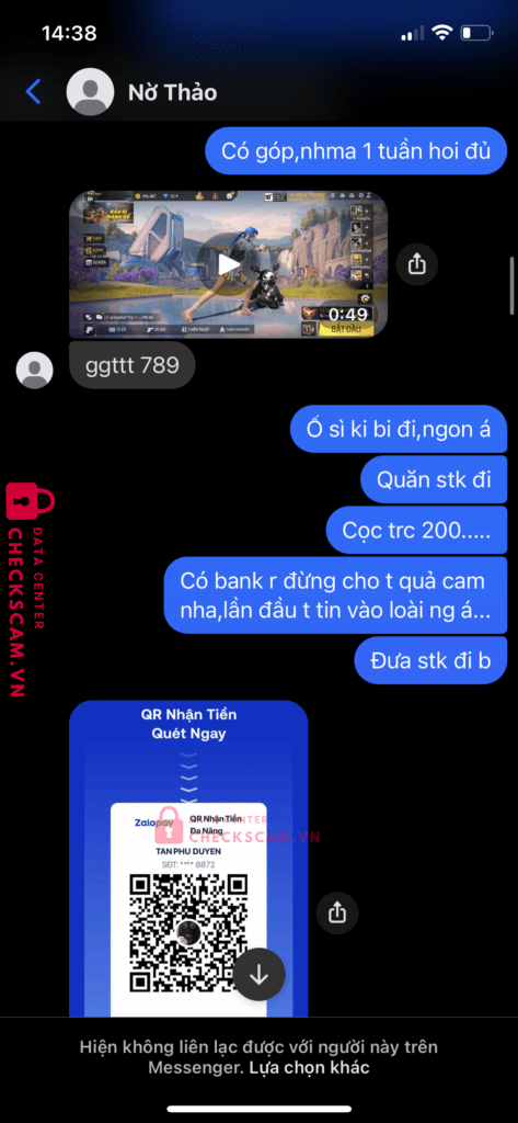 99ZP25167M06749545 NGUYEN PHUONG THAO BV BANK bị cảnh báo lừa đảo scam