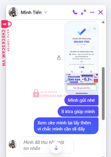 99ZP25174M08289042 VO HOANG MINH TIEN BV BANK bị cảnh báo lừa đảo scam