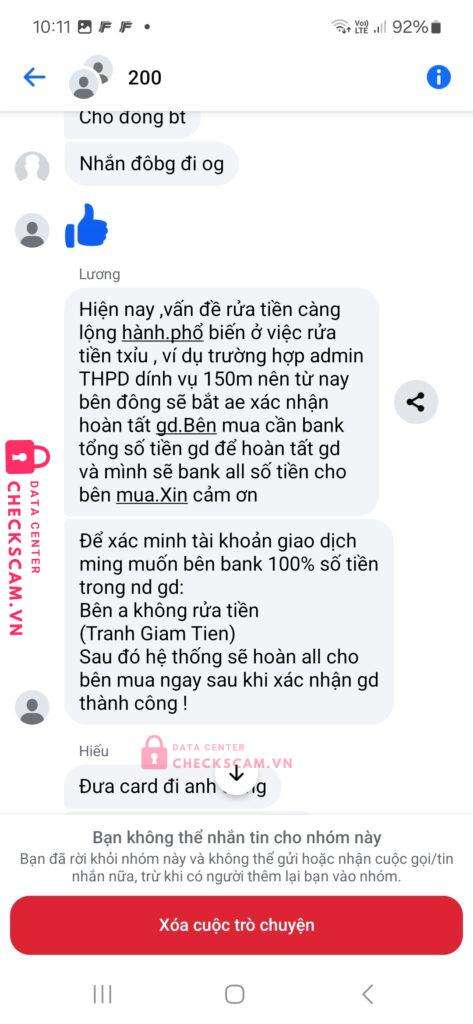 99ZP25176M08772087 HO VO HOANG THANH BV BANK bị cảnh báo lừa đảo scam