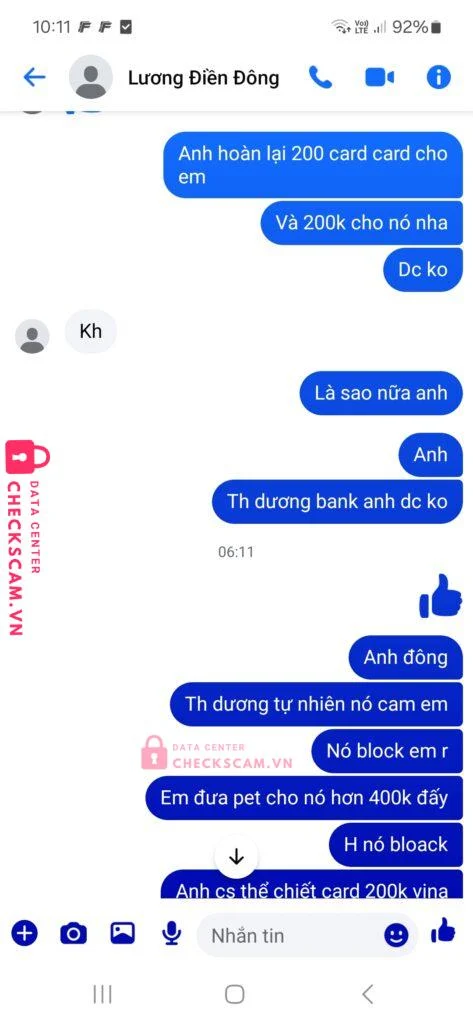 99ZP25176M08772087 HO VO HOANG THANH BV BANK bị cảnh báo lừa đảo scam