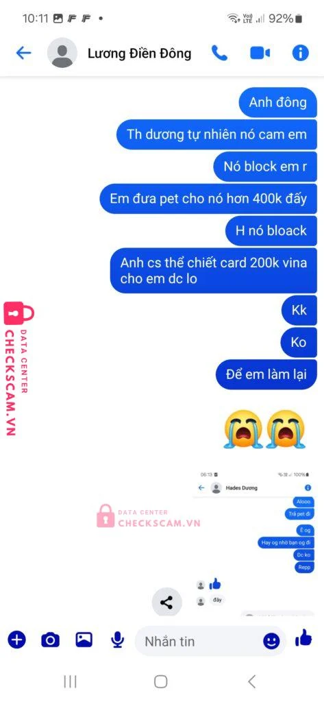 99ZP25176M08772087 HO VO HOANG THANH BV BANK bị cảnh báo lừa đảo scam