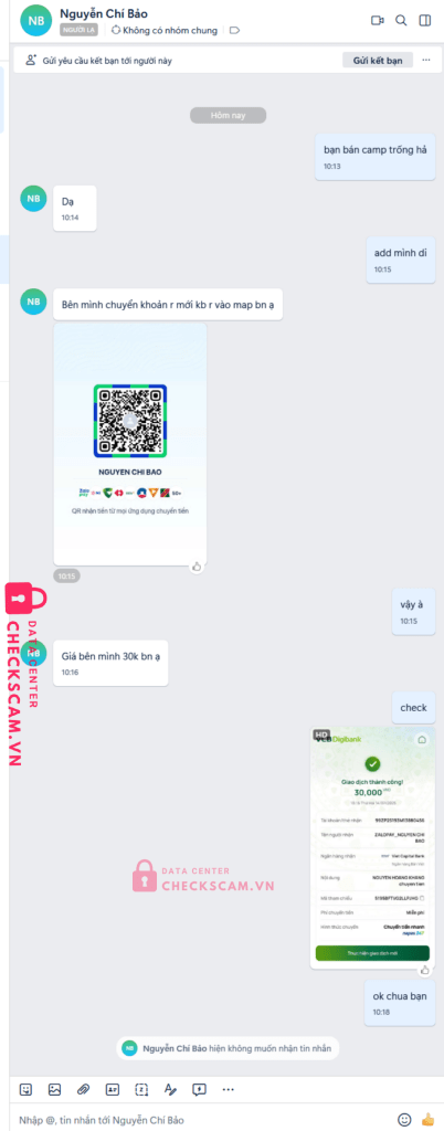 99ZP25193M13880456 Nguyen Chi Bao BV BANK bị cảnh báo lừa đảo scam
