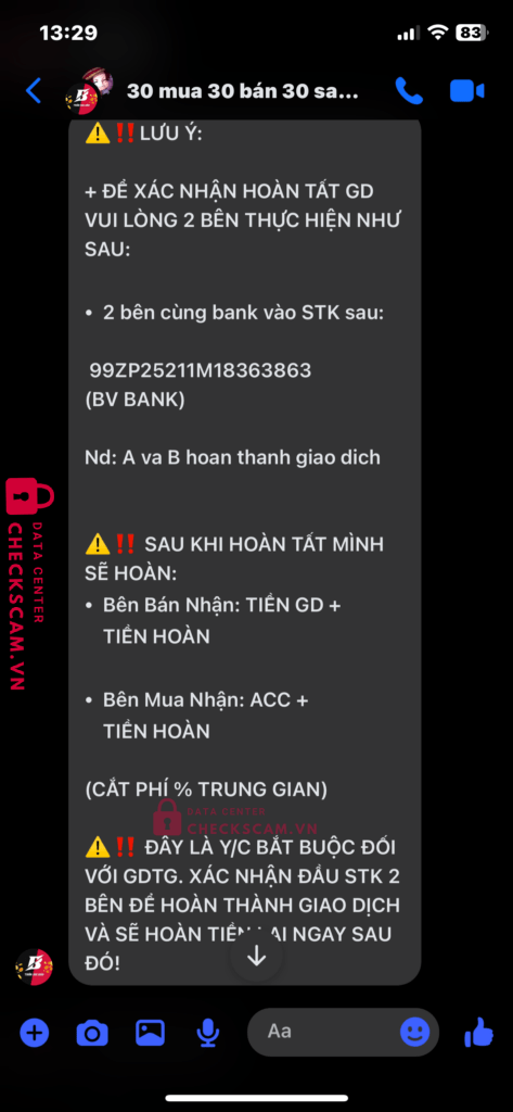 99ZP25211M18363863 TRAN GIA BAO BV BANK bị cảnh báo lừa đảo scam
