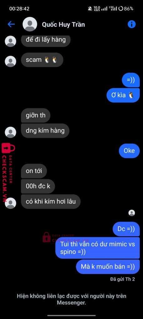 99ZP25225M22090142 Tran Duy Quoc Huy BV BANK bị cảnh báo lừa đảo scam