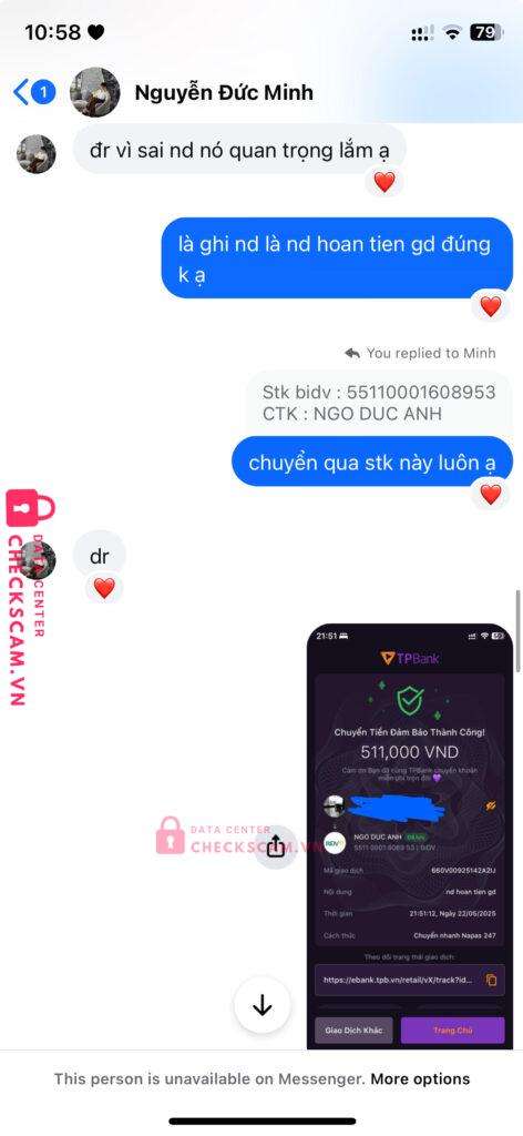 9384286424 Ngo Duc Anh VCB bị cảnh báo lừa đảo scam