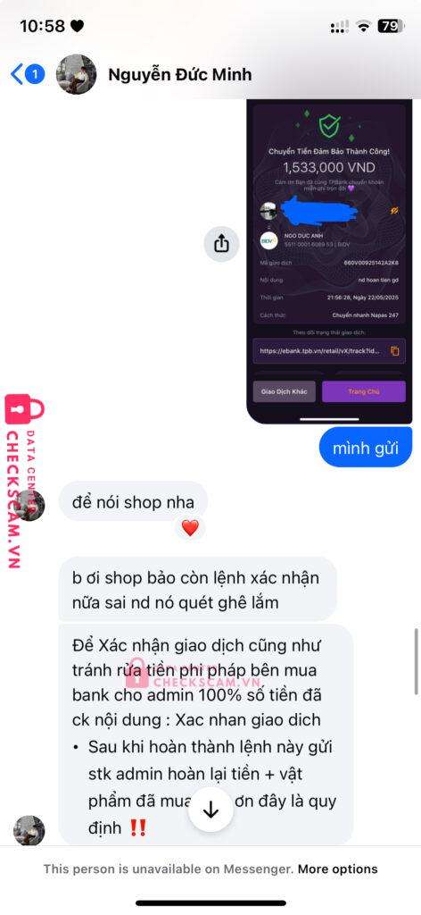 9384286424 Ngo Duc Anh VCB bị cảnh báo lừa đảo scam