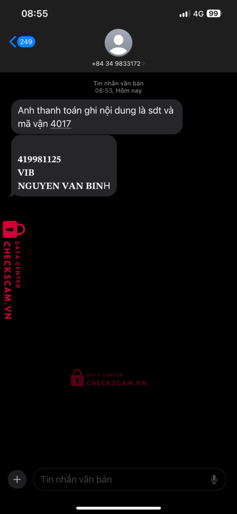 419981125 NGUYEN VAN BINH VIB bị cảnh báo lừa đảo scam