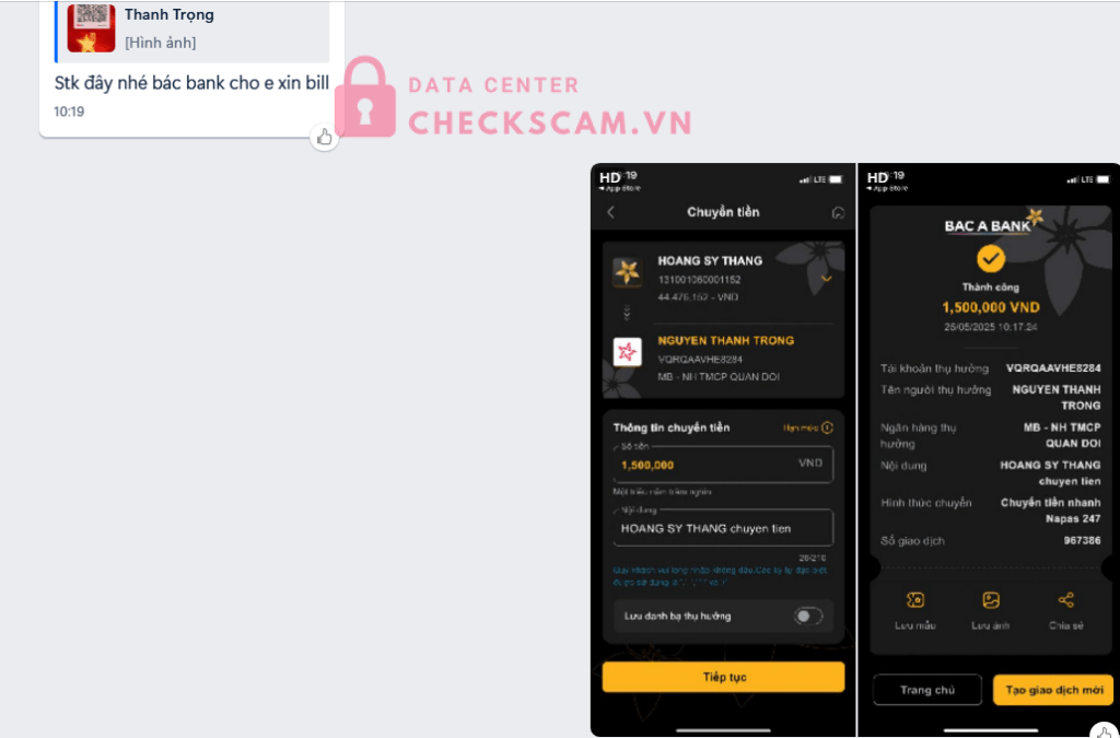 VQRQAAVHE8284 MB NGUYEN THANH TRONG bị cảnh báo lừa đảo scam