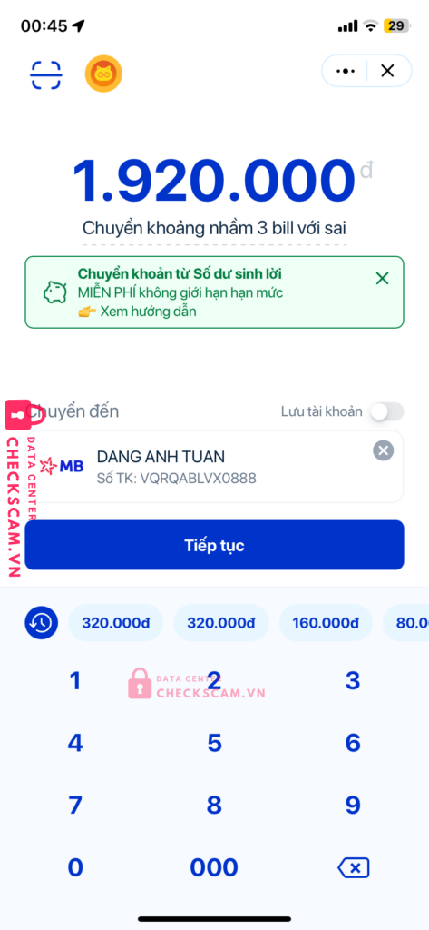 VQRQABLVX0888 DANG ANH TUAN MB bị cảnh báo lừa đảo scam