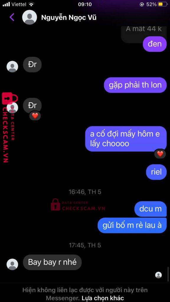 VQRQACXUK3400 NGUYEN NGOC VU MB bị cảnh báo lừa đảo scam