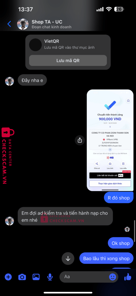 ZLP25197120396492 Thanh Son Ha Noi VP BANK bị cảnh báo lừa đảo scam