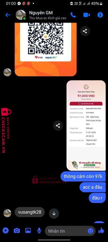 071179641 BAN SINH NGUYEN VIB bị cảnh báo lừa đảo scam