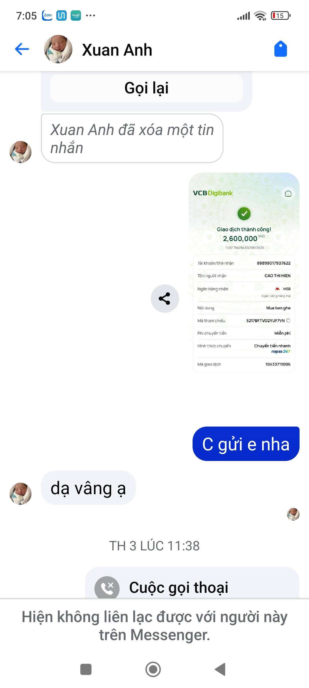 88898017907622 CAO THI HIEN MSB bị cảnh báo lừa đảo scam