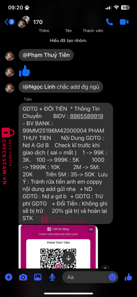 8865589919 DAO MINH HIEU bidv bị cảnh báo lừa đảo scam