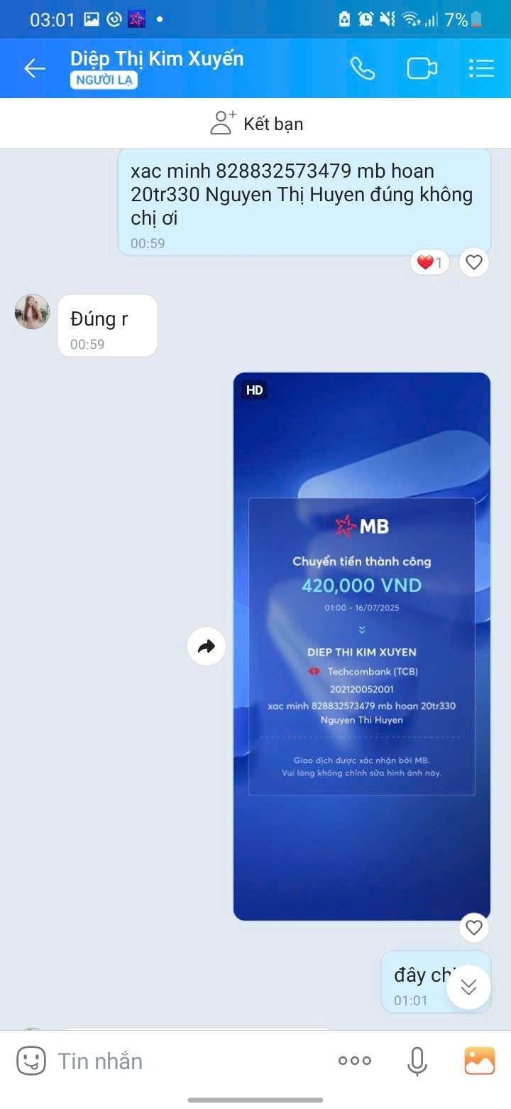 202120052001 DIEP THI KIM XUYEN Techcombank bị cảnh báo lừa đảo scam