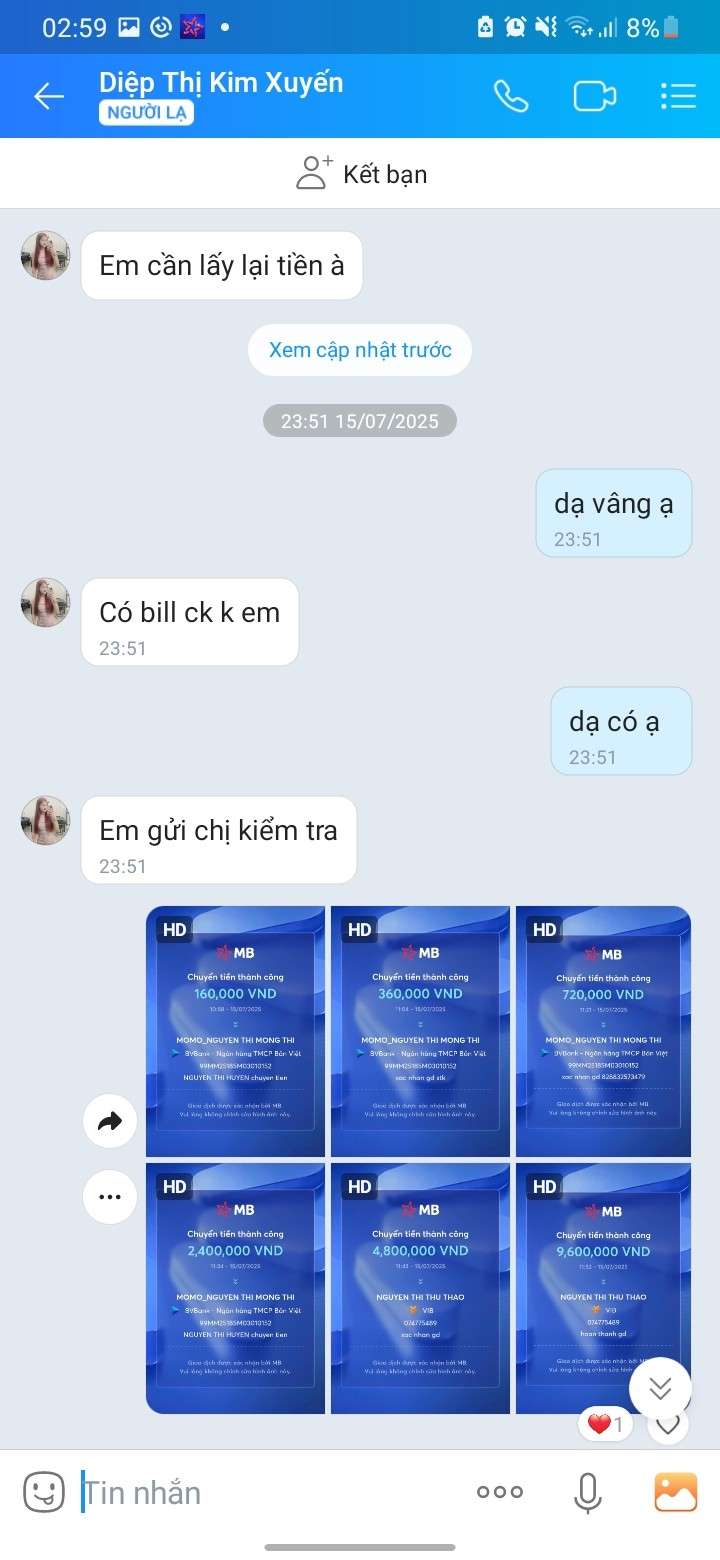 202120052001 DIEP THI KIM XUYEN Techcombank bị cảnh báo lừa đảo scam