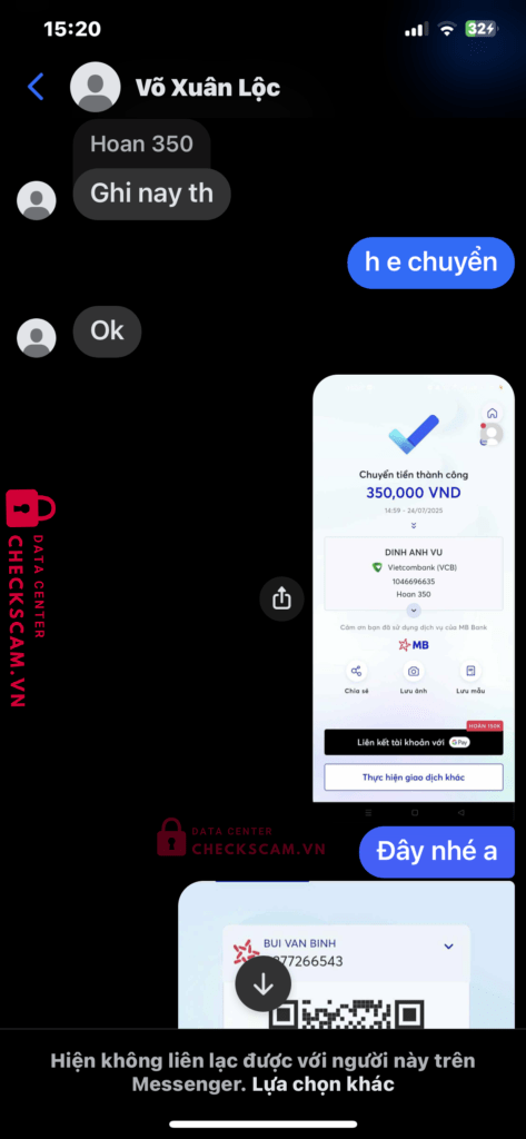 1046696635 DINH ANH VU Vietcombank bị cảnh báo lừa đảo scam