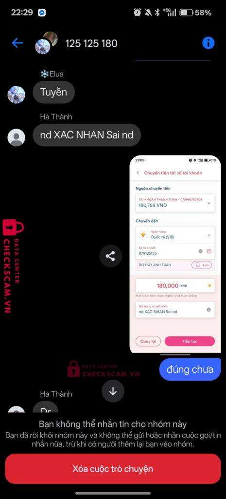 079125155 DO HUY ANH TUAN VIB bị cảnh báo lừa đảo scam