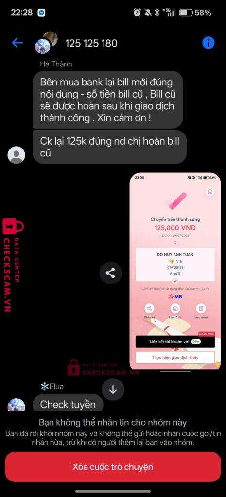 079125155 DO HUY ANH TUAN VIB bị cảnh báo lừa đảo scam