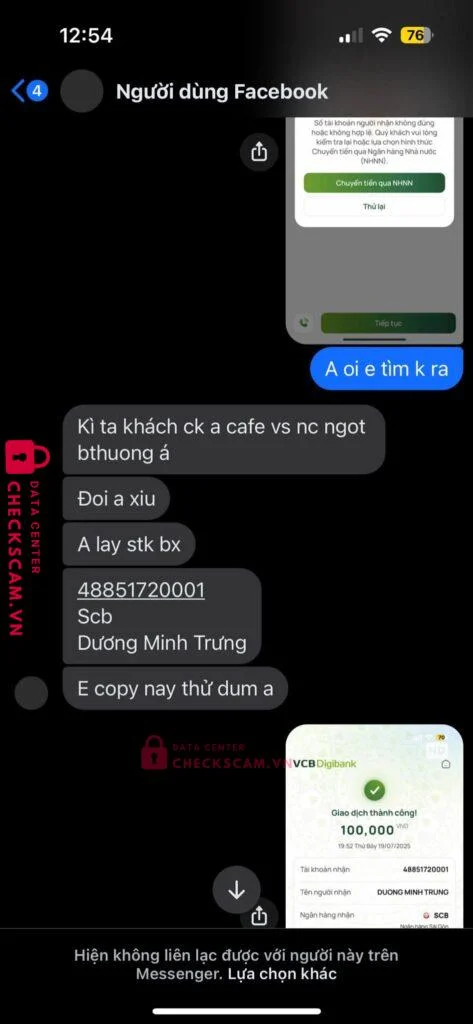 48851720001 DUONG MINH TRUNG SCB bị cảnh báo lừa đảo scam