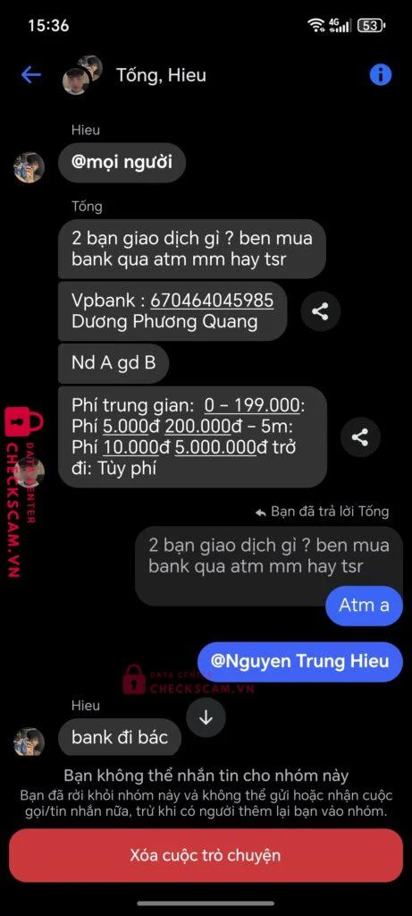 670464045985 DUONG PHUONG QUANG VP Bank bị cảnh báo lừa đảo scam