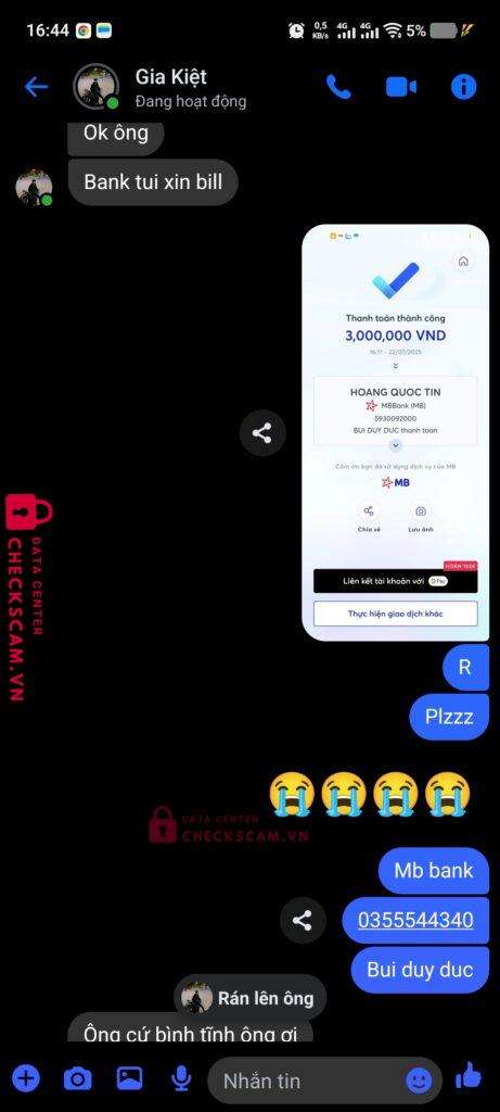 5930092000 HOANG QUOC TIN mb bank bị cảnh báo lừa đảo scam
