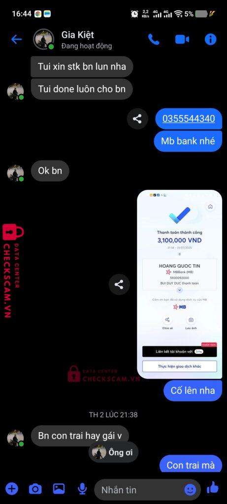 5930092000 HOANG QUOC TIN mb bank bị cảnh báo lừa đảo scam