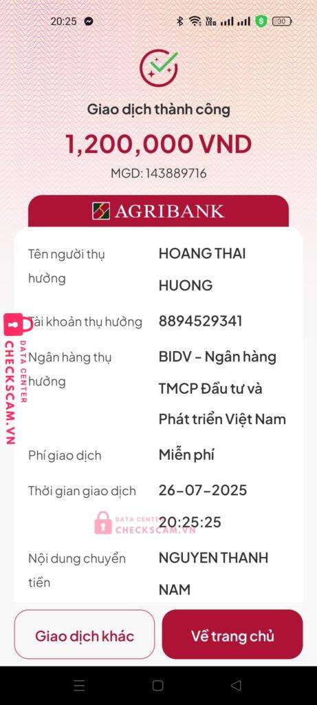 8894529341 HOANG THAI HUONG BIDV bị cảnh báo lừa đảo scam