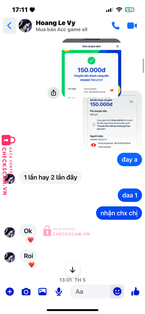 19074350219018 HOANG THI LE VY Techcombank bị cảnh báo lừa đảo scam