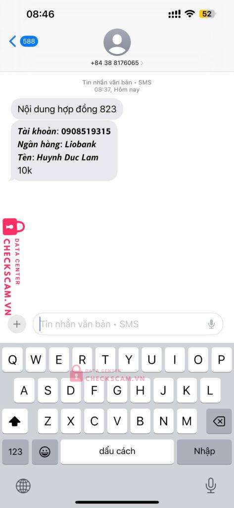 0908519315 HUYNH DUC LAM liobank bị cảnh báo lừa đảo scam