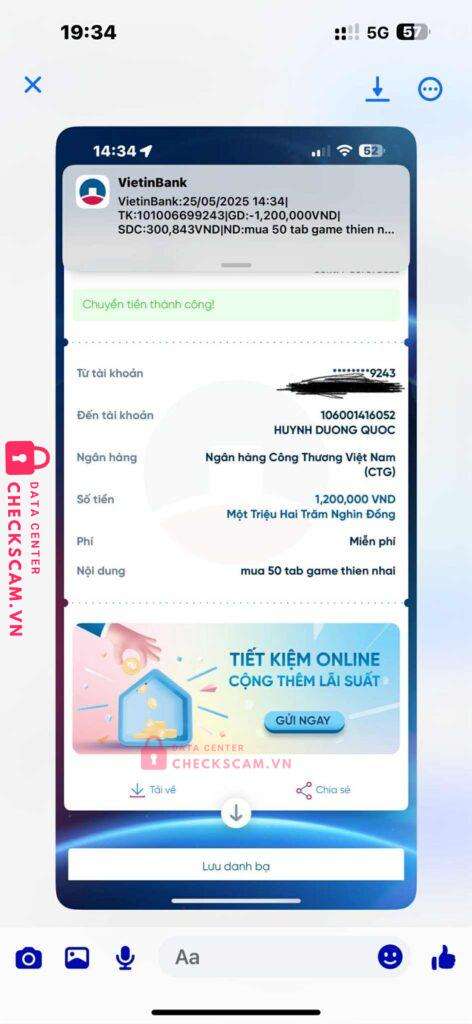 106001416052 HUYNH DUONG QUOC VietinBank bị cảnh báo lừa đảo scam