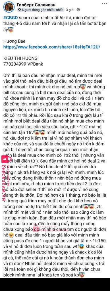 770234999 KIEU THI HUONG VP BANK bị cảnh báo lừa đảo scam