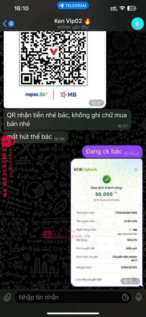 77394959697989 LE BA CAN MB bị cảnh báo lừa đảo scam