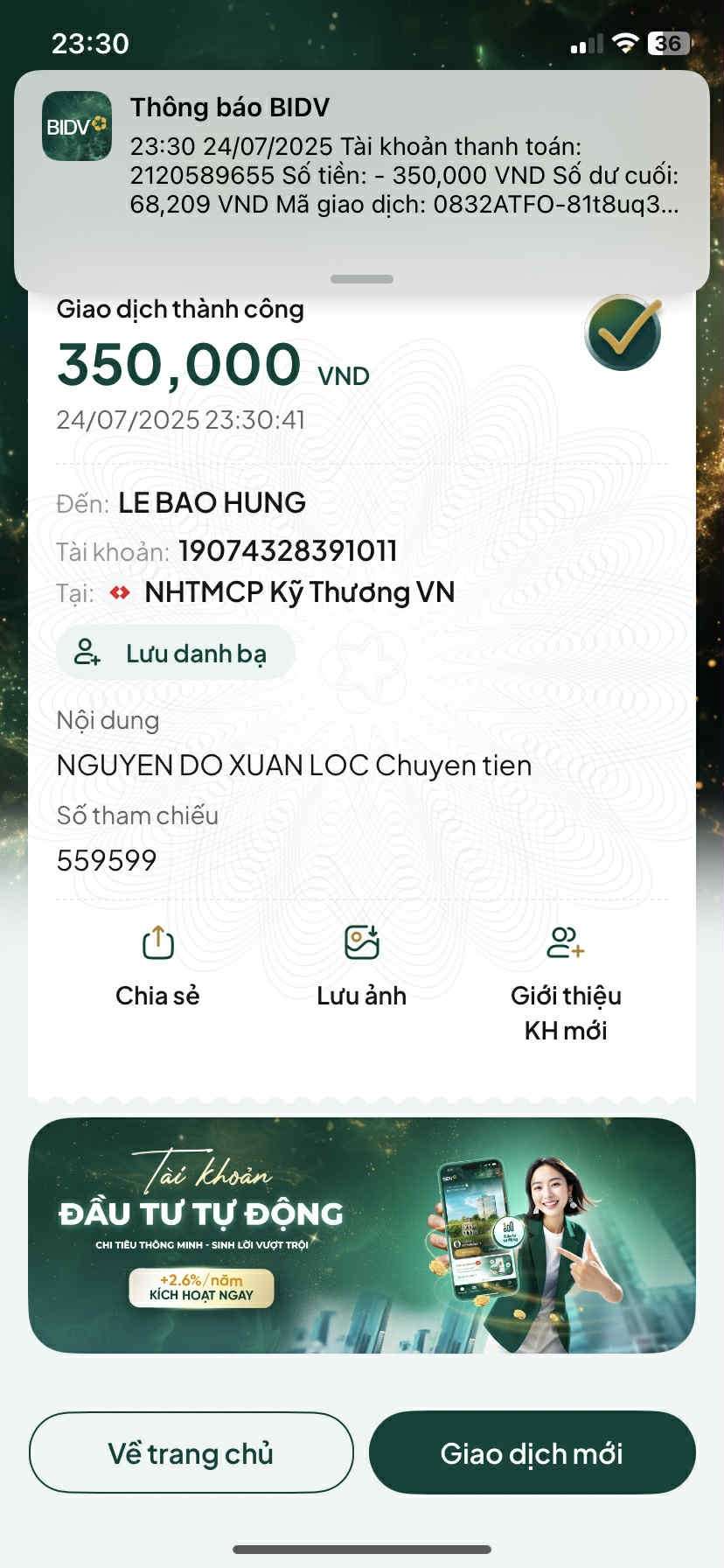 19074328391011 LE BAO HUNG Techcombank bị cảnh báo lừa đảo scam