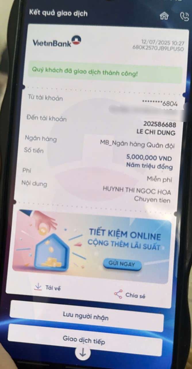 202586688 LE CHI DUNG MB BANK bị cảnh báo lừa đảo scam