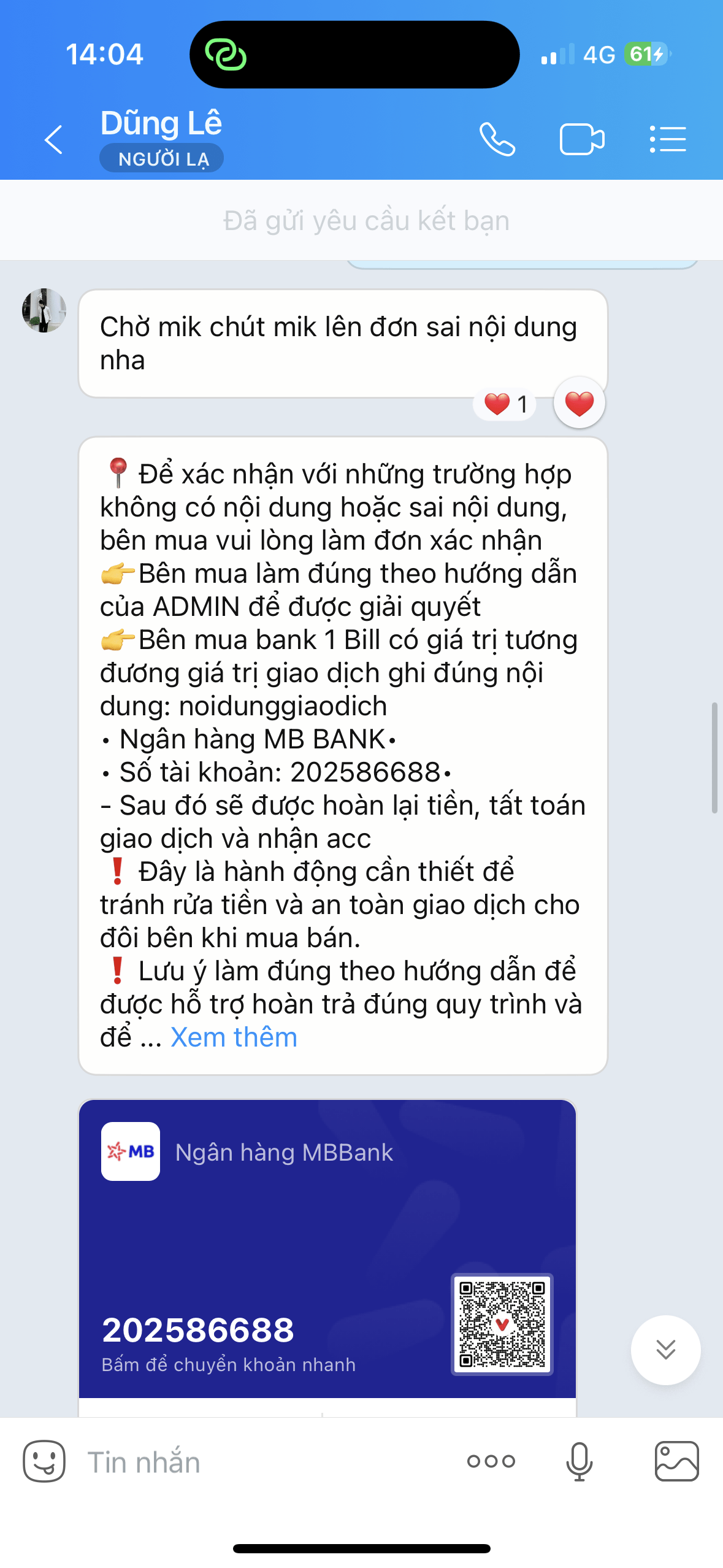 202586688 LE CHI DUNG MB BANK bị cảnh báo lừa đảo scam