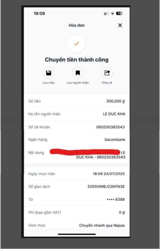 060250363543 LE DUC KHA Sacombank bị cảnh báo lừa đảo scam