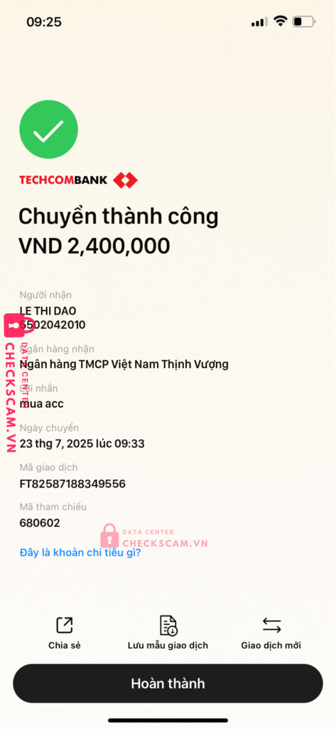 5502042010 LE THI DAO VP BANK bị cảnh báo lừa đảo scam