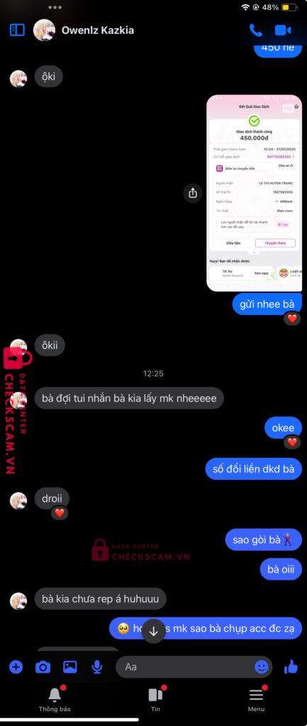 1807082009 LE THI HUYEN TRANG MB BANK bị cảnh báo lừa đảo scam