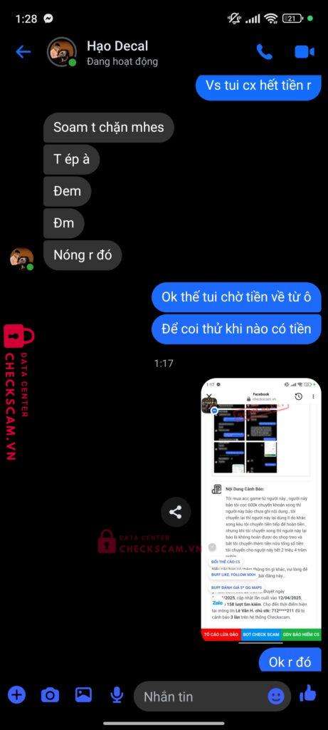 7123451211 LE VAN HAO MB BANK bị cảnh báo lừa đảo scam