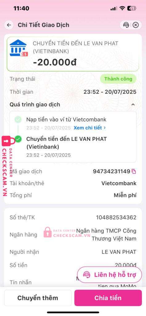 104882534362 LE VAN PHAT Viettinbank bị cảnh báo lừa đảo scam