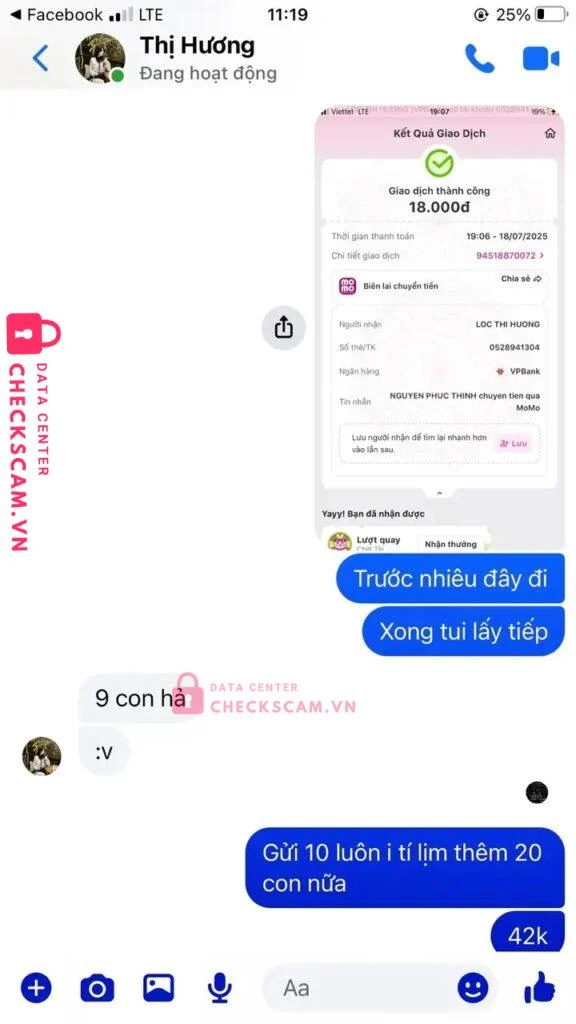 0528941304 LOC THI HUONG vp bank bị cảnh báo lừa đảo scam
