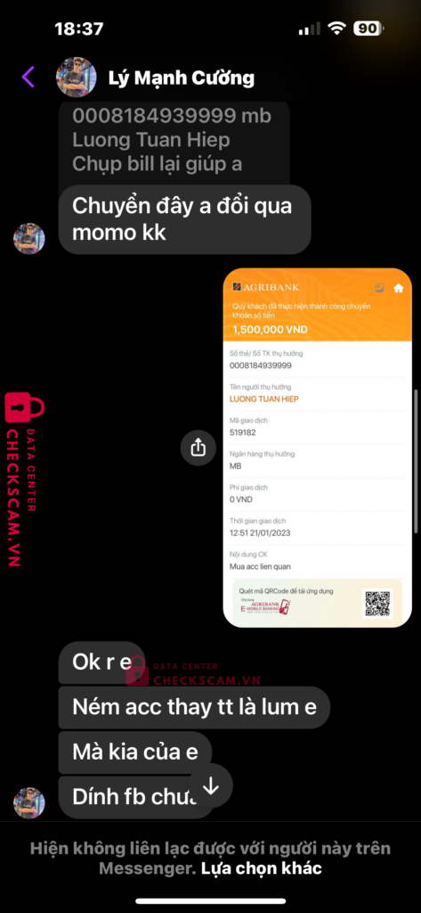 0008184939999 LUONG TUAN HIEP MB BANK bị cảnh báo lừa đảo scam