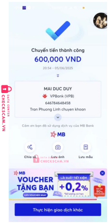 646784648458 MAI DUC DUY VP BANK bị cảnh báo lừa đảo scam