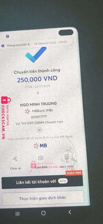 309977777 NGO MINH TRUONG mb bank bị cảnh báo lừa đảo scam