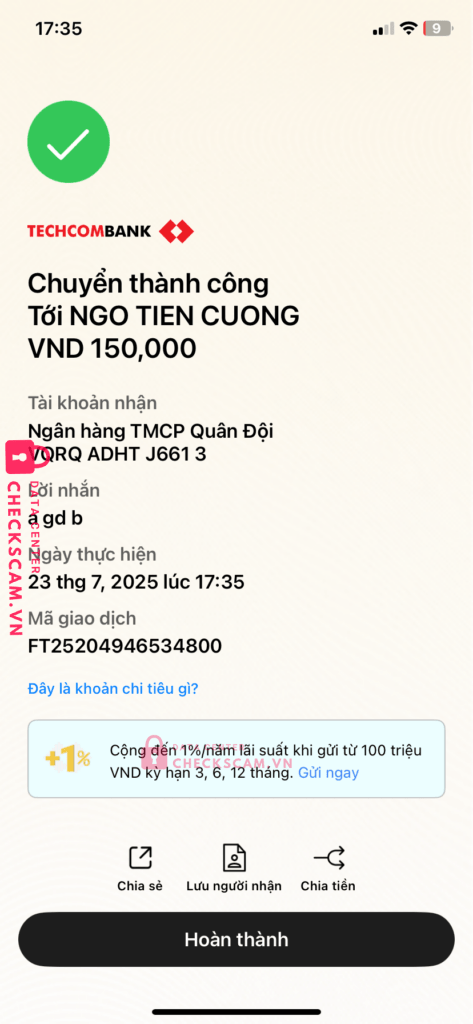 11276868686868 NGO TIEN CUONG MB Bank bị cảnh báo lừa đảo scam