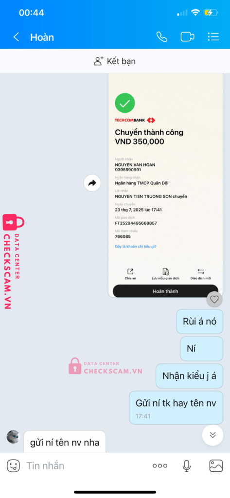 0395590991 NGO VAN TU mb bank bị cảnh báo lừa đảo scam