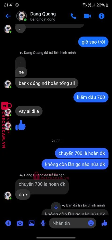 106165 NGUYEN DANG QUANG MB BANK bị cảnh báo lừa đảo scam